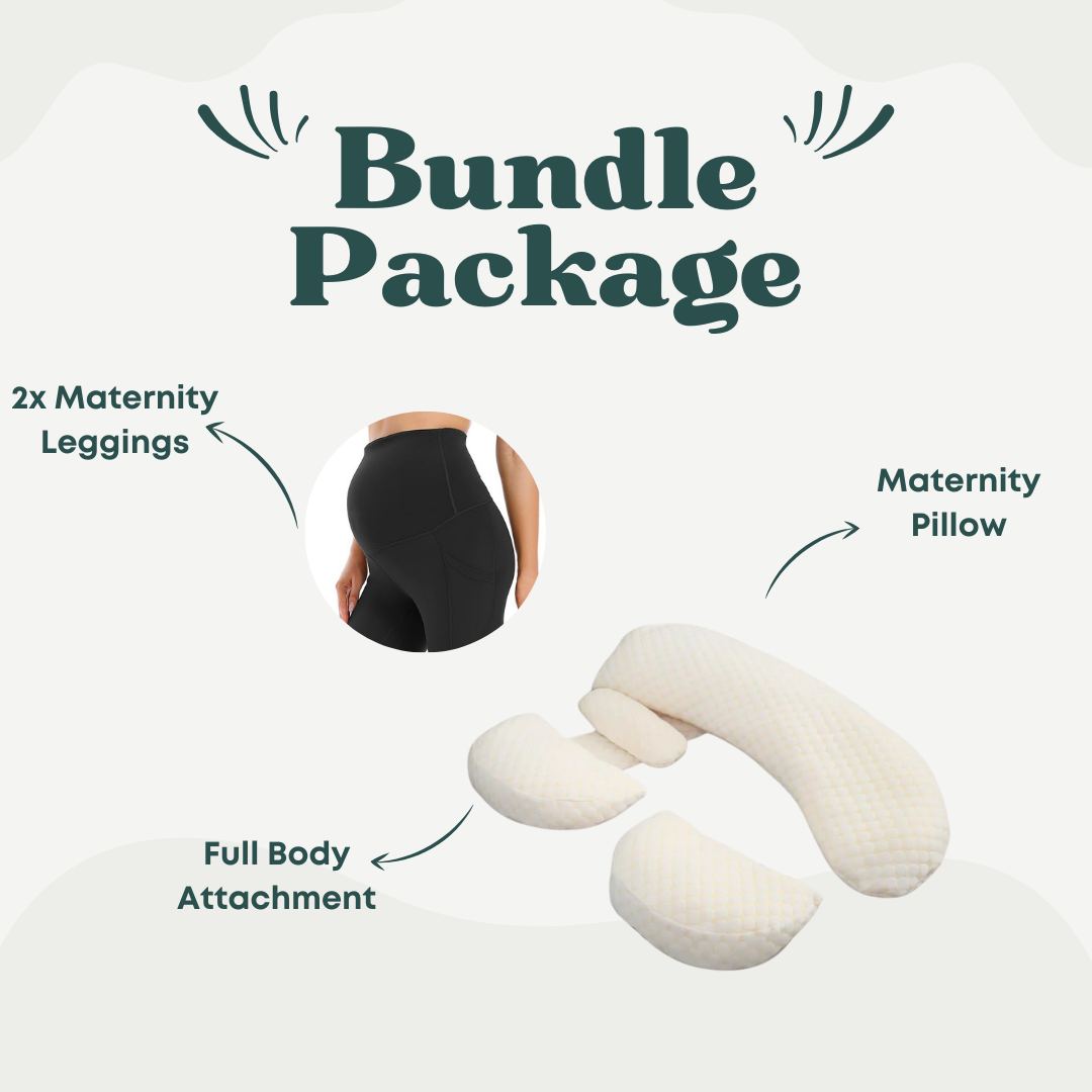 BlissfulBaby™ Maternity Pillow + Full Body Attachment + 2x Maternity Leggings